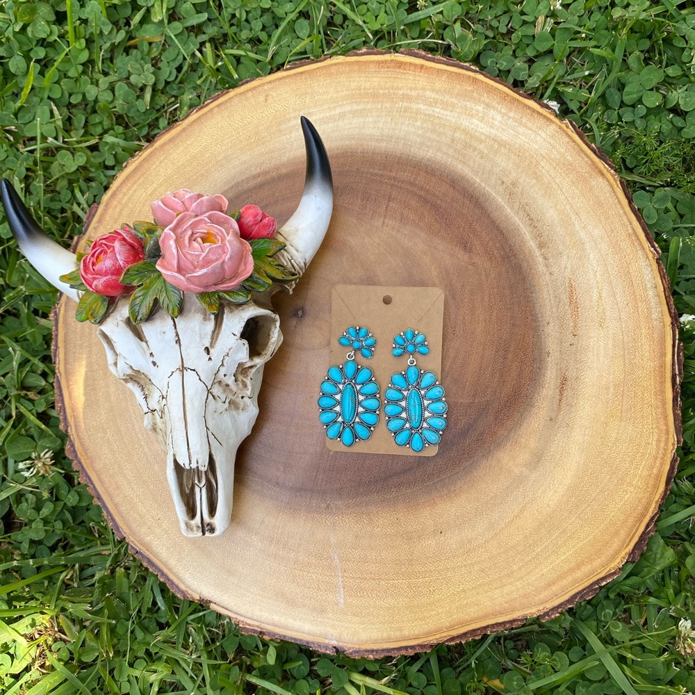 Turquoise squash blossom earrings